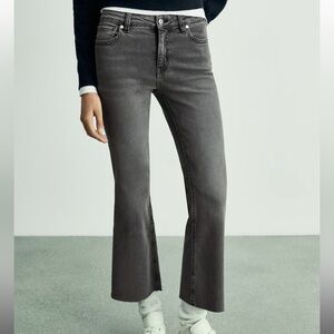 Cropped kick flare jeans